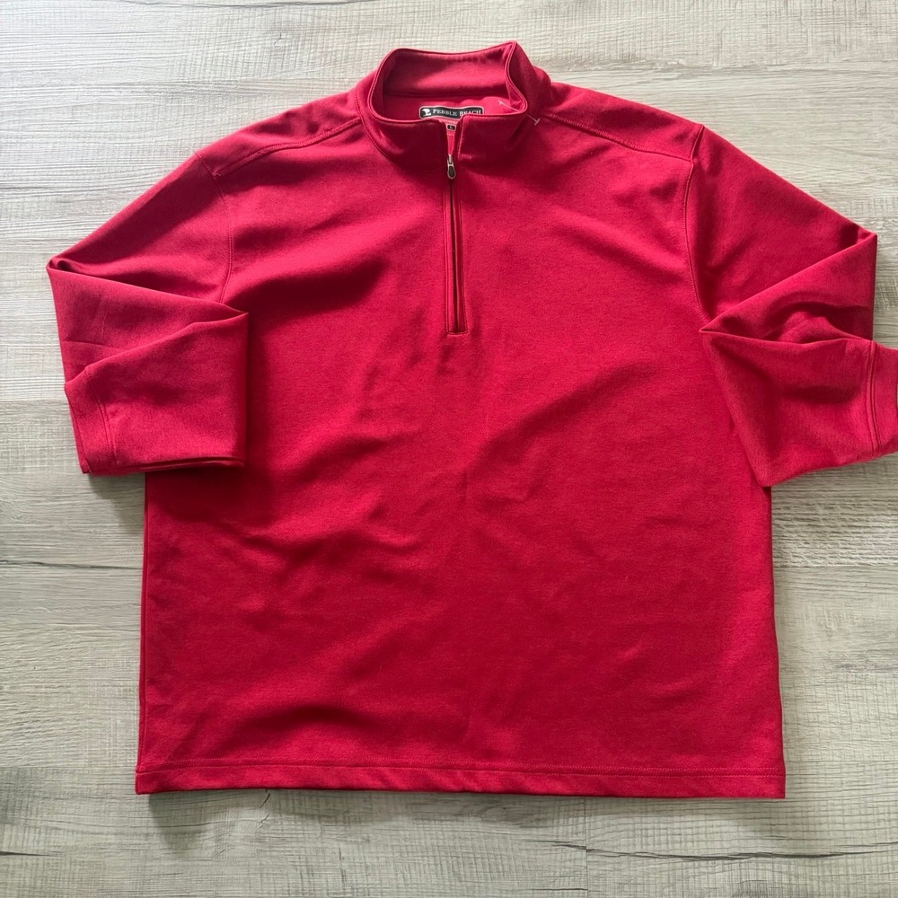 Pebble Beach Performance Quarter Zip Pullover Red Golf Large